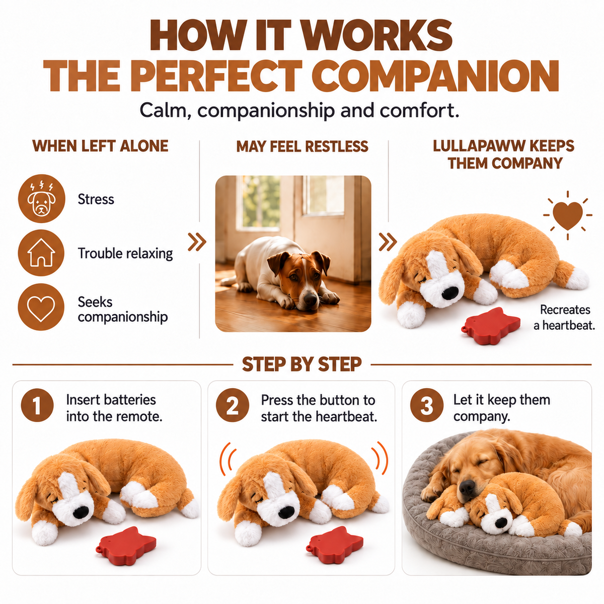 Heartbeat Calming Plush for Anxious Dogs